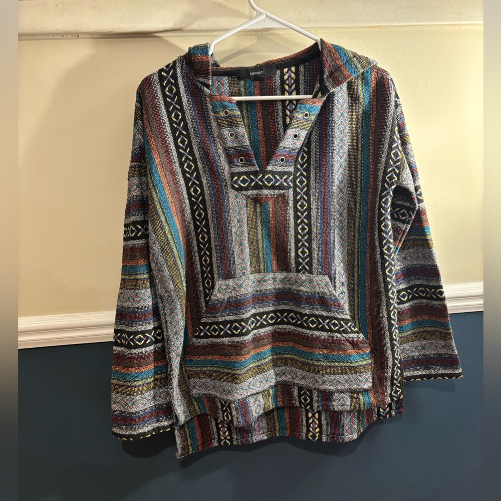 Forever 21 Colorful Striped Hoodie, Women’s Size Medium